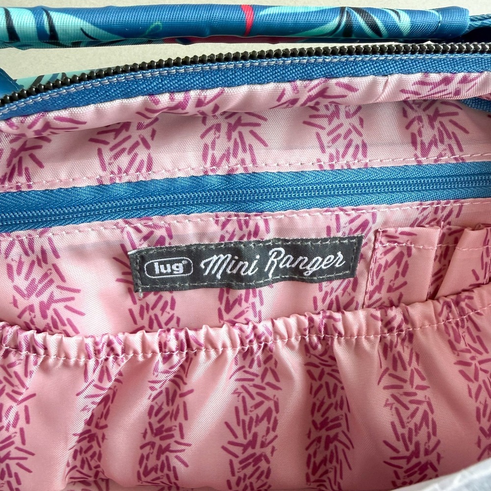 NWT Lug Mini Ranger Crossbody Bag Flamingo Blue RFID Quilted Travel Purse - Picture 9 of 12